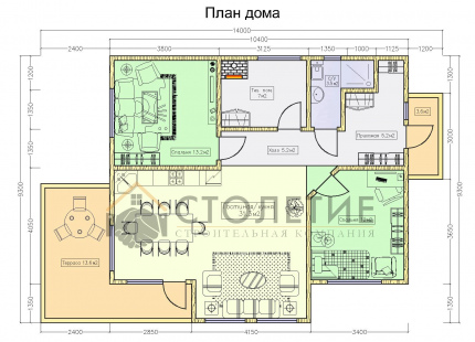 Дом каркасный 9,3 х 14 ДК-145